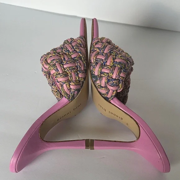 Gianni Bini Bibby woven leather corded square toe heels pink/multicolor 7.5 - Picture 8 of 11